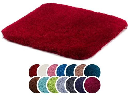 liebling Superior Badteppich mit Anti-Rutsch-Beschichtung, 100% Polyester (Mikrofaser), 50 x 45 cm, 30 Grad waschbar, Fußbodenheizung geeignet, Farbe: Bordeaux