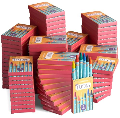 THE TWIDDLERS 200 Boxes of Wax Crayons for Kids, 6 Per Box, 1,200 Total - Mixed Coloured, Perfect Mini Crayon Packs for Party Bag Fillers, School Classrooms, Arts & Crafts, Restaurants