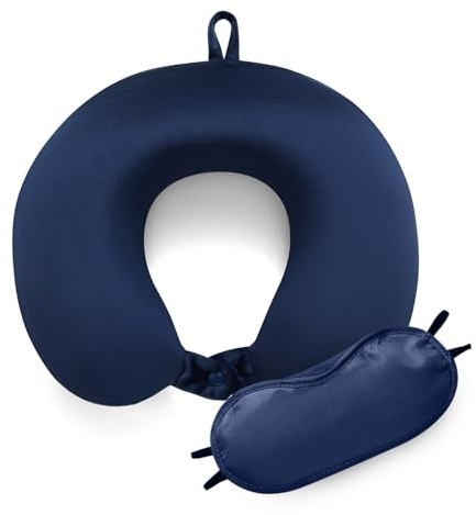 GC GAVENO CAVAILIA Neck Pillow Memory Foam | Extra Comfort Travel Pillow for Airplane | Lightweight Neck Support Pillow for Sleeping on Airplane, Car, Train, Bus | Soft Cushion Cover with Eye Mask