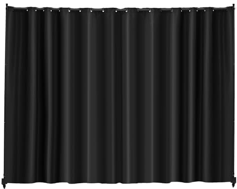 VEVOR Room Divider, Portable Panel Room Divider with Wheels Curtain Divider Stand, Freestanding Room Divider Privacy Screen for Office, Bedroom, Dining Room, Study, Black
