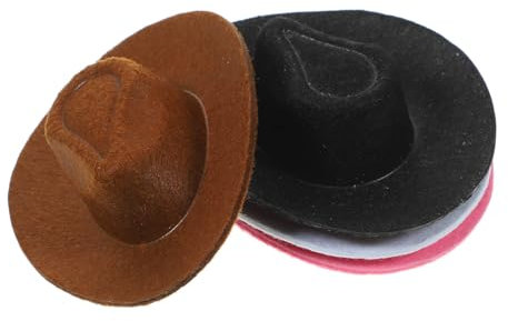 UPKOCH 4Pcs Mini Cowboy Huthüte Mini Cowboy Hut Für Puppen Mini Miniatur Hut Mini Hut Party Dekorationen Hutkuchen Dekore Hut Für Mini House Puppe DIY Accessoires Nicht Gewebter Stoff