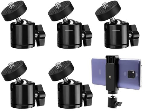 5 piezas de rótula, giratorio 360°, trípode con interfaz universal 1/4,trípode de cabeza esférica,Mini trípode cabeza de bola,Cabezal de trípode para trípodes,Monopod Cámaras