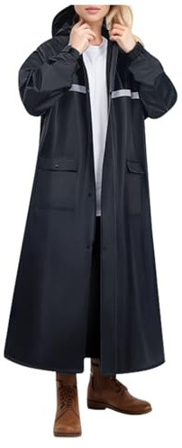 Long manteau de pluie avec capuche amovible pour hommes et femmes | Costume de pluie robuste à double couche pour tout le corps pour les randonnées en plein air | Tout temps | Manteau de pluie unisexe