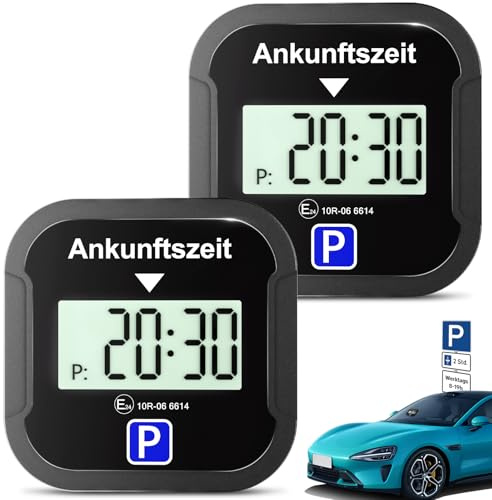 Warmfay Discos de aparcamiento eléctrico con autorización, disco de estacionamiento digital automático con batería, color negro, 2 unidades