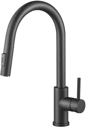 CECIPA Wasserhahn Küche Schwarz, Hochdruck Küchenarmatur mit Brause