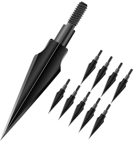 FENJANER 10Pcs Broadheads 100/118/125 Grain Traditional Hunting Arrowhead Screw-in Arrow Tips for Compound Bow Crossbow and Recurve Bow (118 Grain Leaf-Shaped)