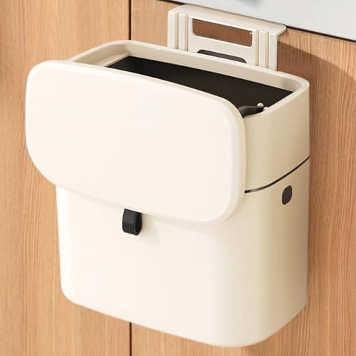 Chingcoo Cubo de basura montado en la pared, cubo de basura colgante de 9 l con tapa, plegable para camping, cubo de basura de pared para colgar en la pared para puerta de armario (C)