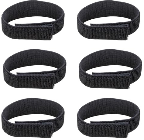 TASSFROO 6 stycken elastiska byxklämmor, 30 cm justerbar byxklämma cykel byxskydd med kardborreband för vandring bergsklättring camping cykling fiske (svart)