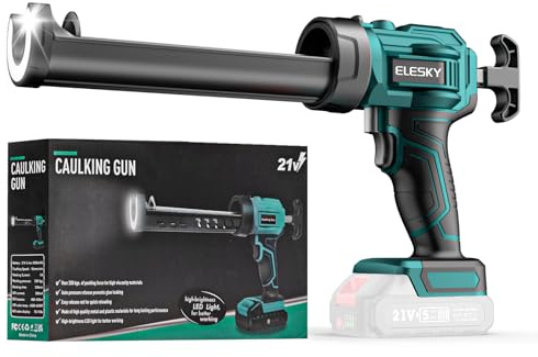 ELESKY Pressa per cartucce a batteria da 18 V con funzione anti-goccia, pistola elettrica in silicone per cartucce da 300 – 310 ml, luce LED, compatibile con batterie Makita da 18 V (senza batteria)