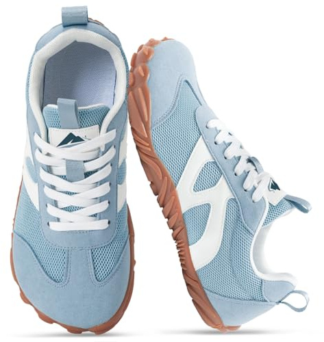 Bewenoo Hike Barefoot Shoes Sneakers for Womens Mens Minimalist Trail Running Footwear Hiking Grounding Biking Shoes Wide Toe Box Pair Blue