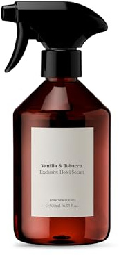 BOHORIA® Spray per ambienti Vanilla & Tobacco, 500 ml, profumo per ambienti di alta qualità con vaniglia, tabacco e cacao, deodorante spray per soggiorno, camera da letto e bagno (Vanilla Tobacco)