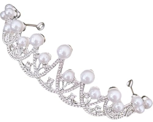 Healeved Coiffe de Mariée Argentée Perles Imitation, Bandeau Décoratif en Alliage de Zinc, Accessoire Coiffure Féminin pour Mariage et Fête, Ornements de Tête Élégants et Légers
