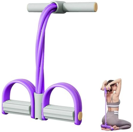 Tomedeks Corde de Tension Multifonctionnelle Élastique Fitness avec Pédales et Poignées - Bande de Résistance Musculation, Yoga et Entraînement à Domicile