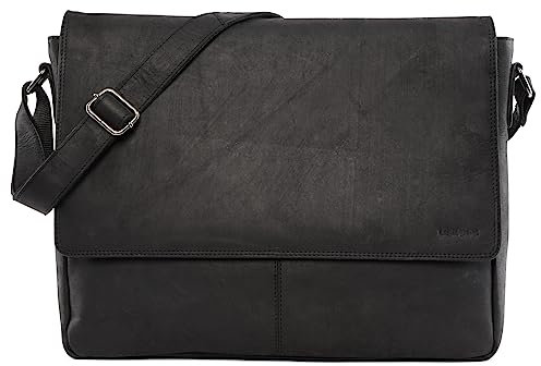 LEABAGS Messenger Bag, Acapulco Echtleder Aktentasche Herren & Damen, Leder Laptoptasche bis 15 Zoll, Umhängetasche mit Schultergurt 39 x 30 x 11 cm