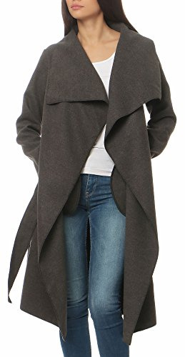 Malito Long Manteau avec Cascade-Design Gilet Veste Enrouler Boléro 3040 Femme One Size (Gris)