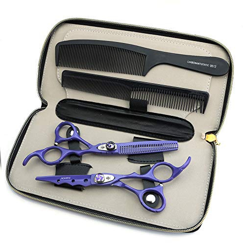JIESENYU 440 C - Tijeras de peluquería (Acero Inoxidable, 17,2 cm), Color Morado