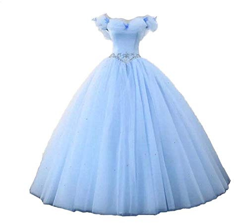 Datangep Women's Lace up Ball Gown Long Quinceanera Dress W/Pleated Straps Blue01