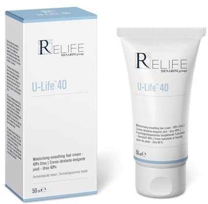Relife U-life 40 - Crema idratante e levigante piedi e ispessimenti cutanei con Urea al 40%. Crema da 50 ml