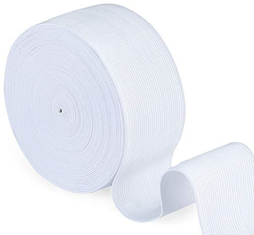Agoer Gummiband Weiß 40mm Breit - 10 Meter (11 Yards) Gummilitze Elastisches zum Nähen, Elastic Band für Haushalt DIY Handwerk