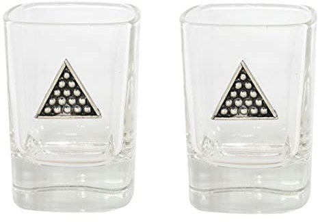 Gamekeepers Cottage gifts Snooker Pair of Shot Glasses Crystal Cut Tot Party Gift 335