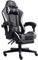 Gaming im Racing-Design mit flexiblen gepolsterten Armlehnen ergonomischer PC Gaming Stuhl in Lederoptik Schreibtischstuhl mit ausziehbarer Fußstütze und extra Stützkissen, Farbe:Schwarz/Grau-Weiß
