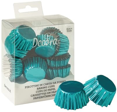 Decora, 0339788 Confezione da 180 Pirottini Bon Bon Sky Metallic da 27 X 17 mm, per Cuocere, Presentare e Regalare Muffin e Dolcetti, Resistono fino a 180°C, In comodo Blister, Made in Italy