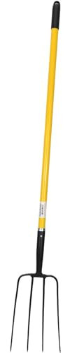 PRO SOURCE 4-Tine Spading Fork with 48 Straight Fiberglass Handle, 12-3/4 Steel Tines