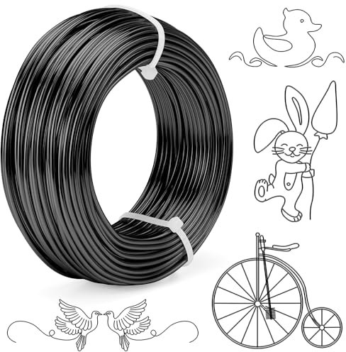 3mm Draht Zum Basteln 15m Aluminiumdraht Anodized Basteldraht Schwarz Schmuckdraht Wire Draht Sehr Weich, Biegsam und Vielseitig Verwendbar für die Herstellung (1, Schwarz, 3mm)