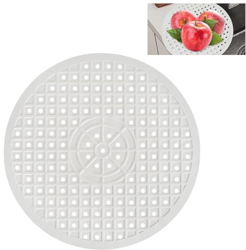 Alfombrilla Fregadero Cocina 30.6cm Estera Inserto Silicona para Fregadero Alfombrilla de Drenaje Antideslizante Cortable para Baño, Cocina y Jardín(Redondo Blanco)