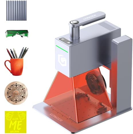 Longer Nano Grabador Láser Portátil, Grabadora y Cortadora Láser de Alta Velocidad de 5000 mm/s, Herramienta de Grabado DIY para Madera, Acrílico, Cuero, Tela, Metal, Área de Trabajo de 100 x 100 mm