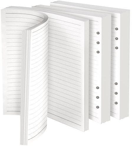 Vicloon A5 Loose Leaf Punched Paper, 90 Pages Horizontal Line Refill for 6 Hole Binder, Planner Inserts for Personal Organizer Diary Notebook Refillable