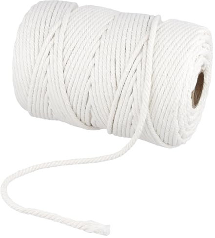 CHUENKUK Baumwolle Makramee Garn 6mm x 150m, Baumwollschnur Weiß, Baumwollseil Baumwollkordel Makramee Kordel zum Basteln, DIY
