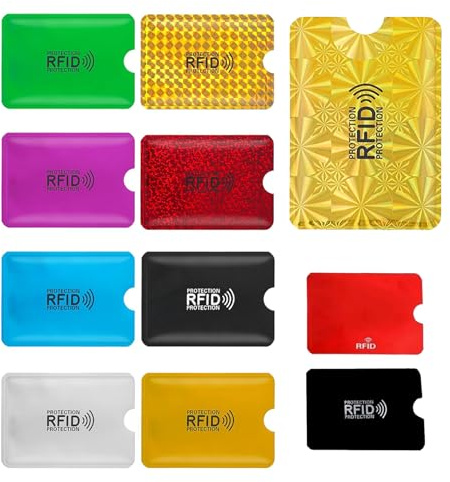 Pence & Moon Collective 9 Pcs Credit Card Protector RFID Blocking Card, Colorful RFID Card Holder Identity Card Protectors Credit Card Holder for Women Men