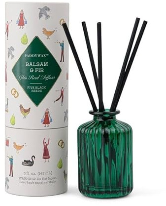 Paddywax Christmas Ribbed Glass Reed Diffuser - Balsam & Fir