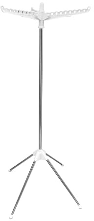 Tendedero Plegable Relaxdays, para 27 Perchas, portátil, Carga máxima 15 kg, Dimensiones: 143 x 56 cm, Blanco/Plateado