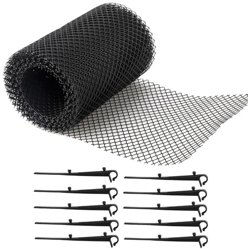 Gutter Guard Mesh Roll, Leaf Protection Netting with 10 Fixing Clips, 8 m x 18 cm, Mesh Leaf Guard for Downpipe, Outdoor Drain Covers to Stop Leaves and Debris