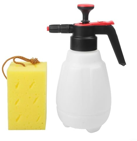 Zilimontt Pulverizador de espuma para coche de 2,5 L con boquilla gran angular y esponja para aplicaciones de detallado automotriz y riego de jardín