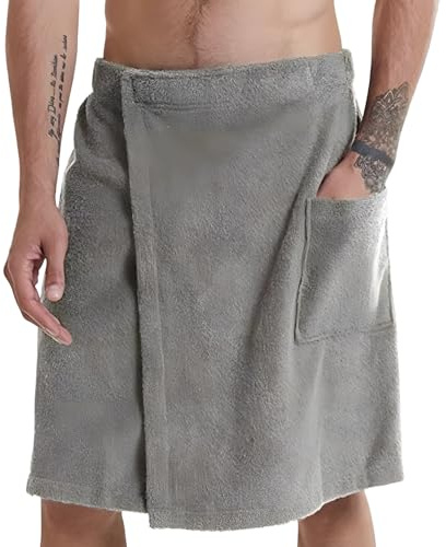 JazRvr Saunakilt Herren, Sauna Kilt Männer, Grau, 60 x 150 cm, Saunahandtuch Herren, Ideal für Sauna und Wellness