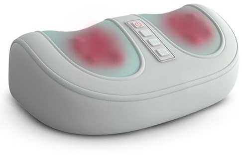 FISHTEC Uppvärmd fotmassageapparat - Shiatsu massageapparat - 2 massagebehandlingar - 3 hastigheter - andningsbart tyg - kompakt format
