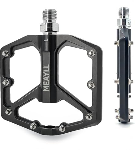 Pedales de bicicleta de aluminio mecanizado CNC con rodamientos DU y sellado, eje de acero Cr-Mo, antideslizante con 16 clavos, pedales planos de 9/16 para bicicleta de montaña, bicicleta de