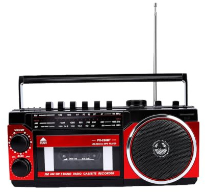 VELATEMOR Retro Bluetooth Kassettbandspelare med USB- och -kortplats för inomhus- och Utomhusportabel Användning (EU)