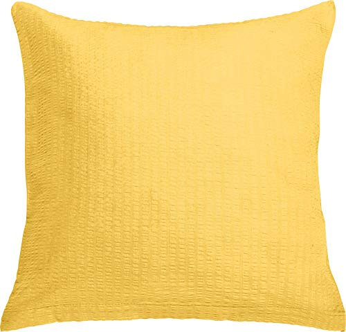 Erwin Müller Kuschelkissenbezug Edel-Seersucker Uni Serie Wertingen - für die warme Jahreszeit, temperaturausgleichend, pflegeleicht, mit Reißverschluss - gelb Größe 40x40 cm