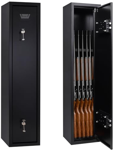 WestWood Luxury 6 Gun Security Lockable Safe Cabinet Storage Shotgun Rifle Firearm With Locks Heavy Duty Steel Black