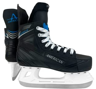 American Athletic Ice Force Hockey Skates for Men - Lightweight Ice Skates with Reinforced Ankle Support, Moisture-Resistant Lining, Stainless Steel Blade - Recreational Indoor & Outdoor Use (12)