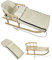 Kombi-Angebot Holz-Schlitten mit Rückenlehne & Zugseil + universaler Winterfußsack (108cm), auch geeignet für Babyschale, Kinderwagen, Buggy, aus Wolle Uni (beige)