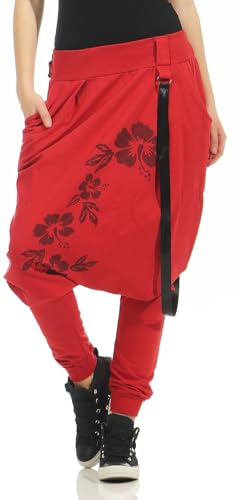 Malito Pantaloni Boyfriend Giarrettiere Twist Aladin Sbuffo Baggy 91085 Donna Taglia Unica (Rosso)