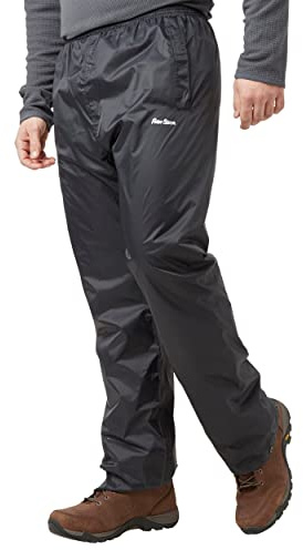 Peter Storm Men’s Packable Pants with Elasticated Waist & Stuff Sack, Waterproof, Breathable & Lightweight Over Trousers (UK, Alpha, M, Regular, Regular, Black)