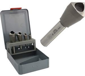Set di 4 sbavatori in acciaio HSS-E cobalto 5% con foro a 90° - codolo cilindrico