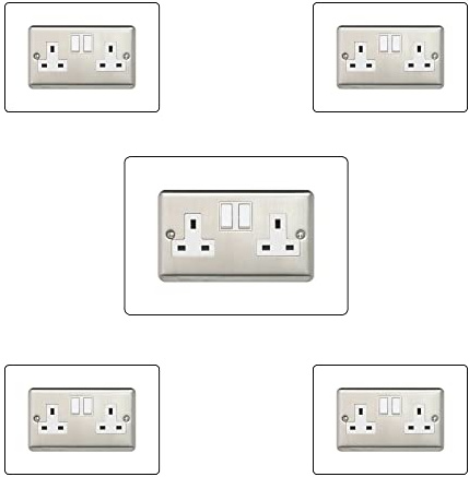 5X Double Socket Surround, Acrylic Back Panel or Plate, Protect Wall from Finger Prints, Colour:White