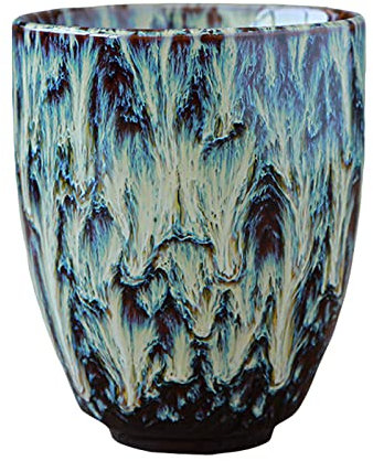 Taza de porcelana sin asa, taza de café, taza de cerámica, grande, con decoración de espirales, multicolor, desayuno, al aire libre, estilo japonés, 250 ml